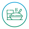 Icon mit warmen Essen und etwas zu trinken